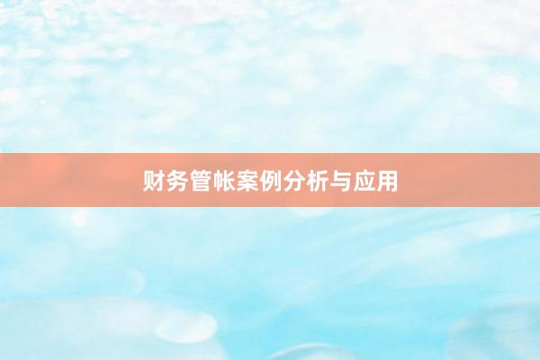财务管帐案例分析与应用
